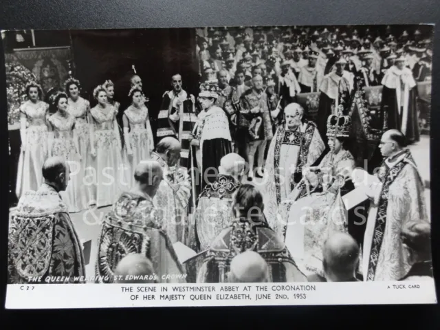 Queen Elizabeth ll Coronation WEARING ST EDWARDS CROWN 2nd June 1953 C27Tuck RP