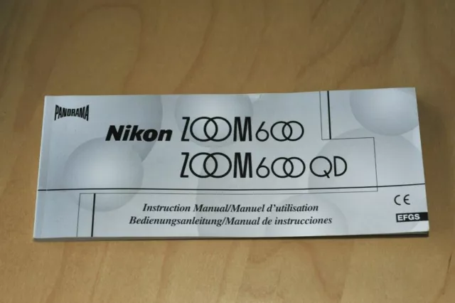 Nikon Zoom 600 + Zoom600 QD Bedienungsanleitung in 4 Sprachen
