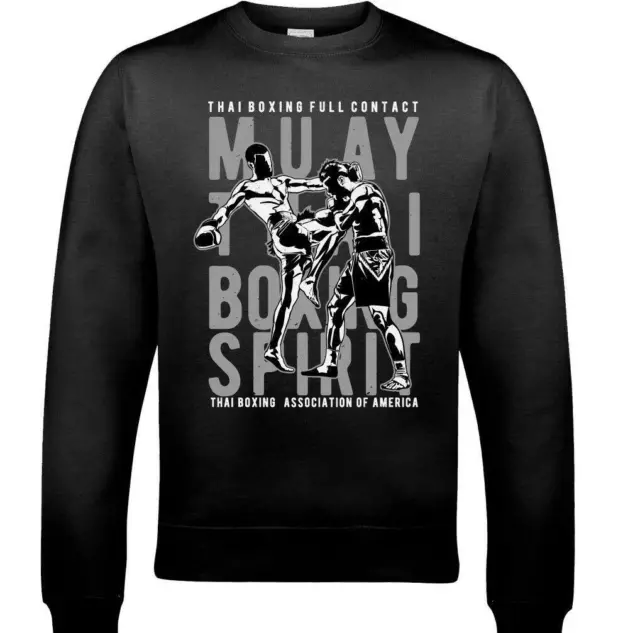 Muay Thai Boxing Spirit Mens Martial Arts Sweatshirt Training Top MMA Kick Mixed
