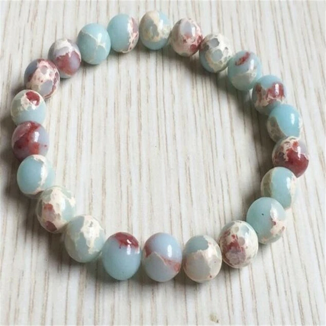 8mm Imperial Jasper Bracelet 7.5 inches Healing Stretchy Spirituality Pray Reiki