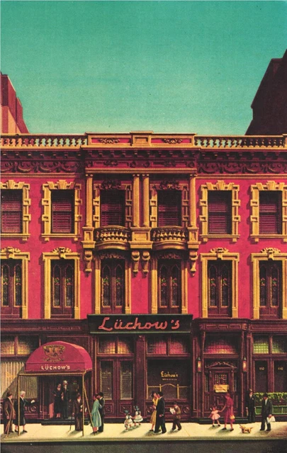Luchow's German Restaurant New York City Postcard Front Entrance