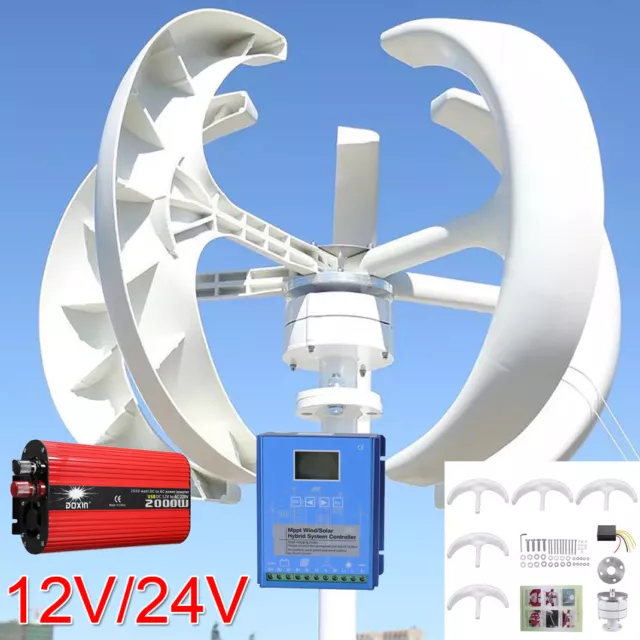 800W 12V/24V DIY Wind Turbine Generator Kit Windmill Inverter MPPT
