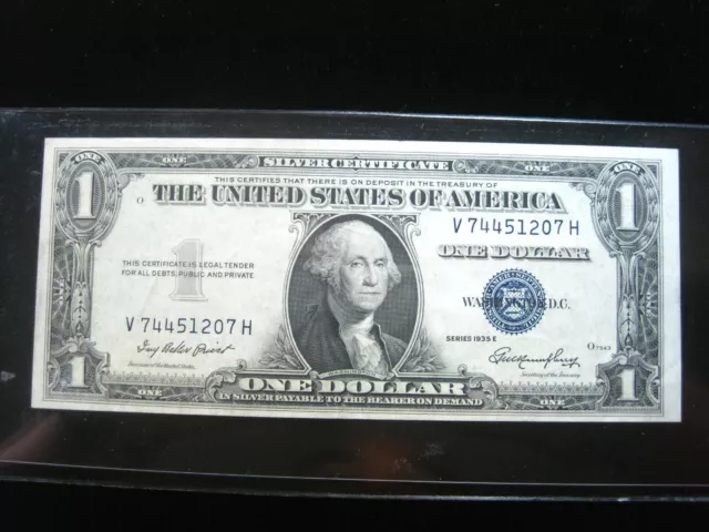 USA $1 1935-E V74451207H # SILVER CERTIFICATE Blue Seal Washington Dollar Money