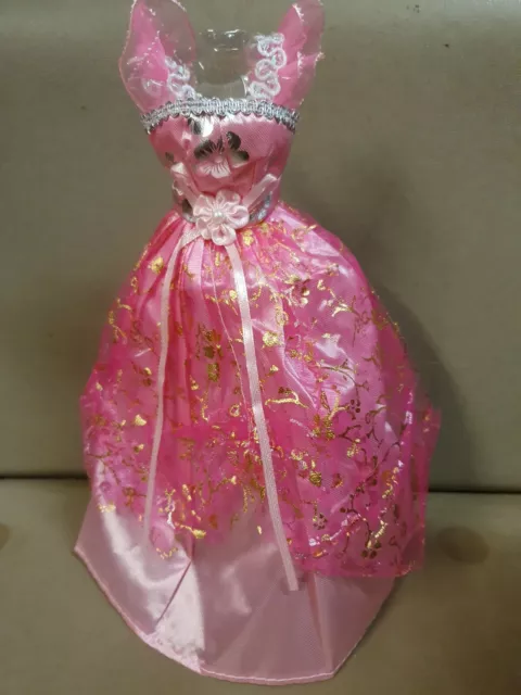 Cute Baby Pink Made for Barbie Doll Ball Gown Dress UK Seller Free P&P