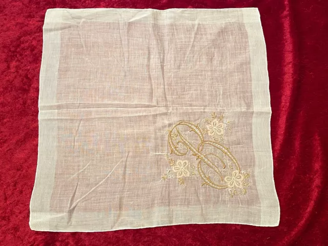 ELABORATE Vintage Madeira Handkerchief Monogram B Bridal Wedding Keepsake 3