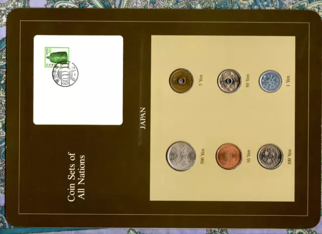 Coin Sets of All Nations Japan w/card 1981-1985 UNC 100 Yen 1985 500 Yen 1983