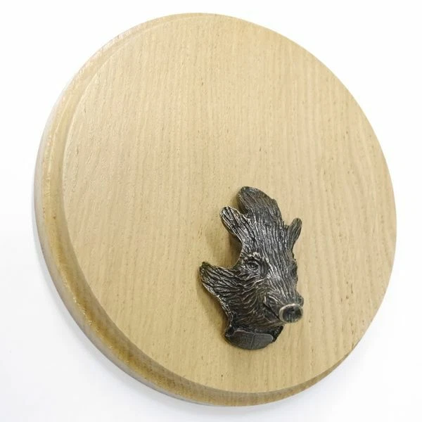 Placa de Jabalí Redondo Claro Af 15 CM Con Jabalí Cabeza Decoración Pequeño