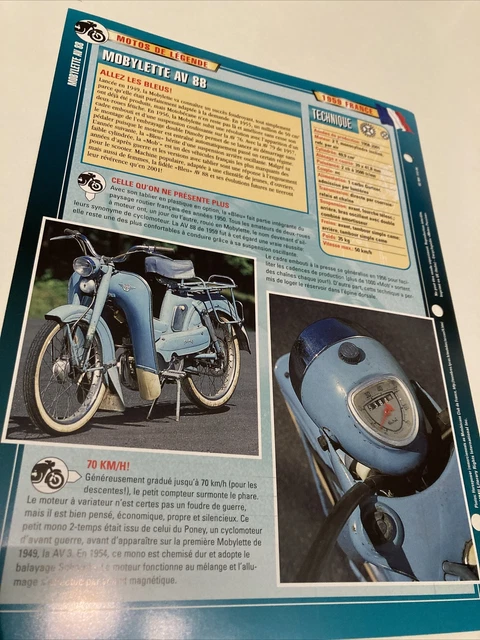 MOBYLETTE AV88 AV 88 1959 fiche carte moto passion collection Atlas EUR ...