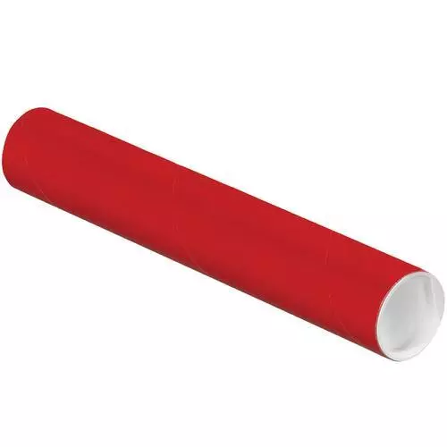 MyBoxSupply 2 x 12" Red Tubes with Caps, 50 Per Case