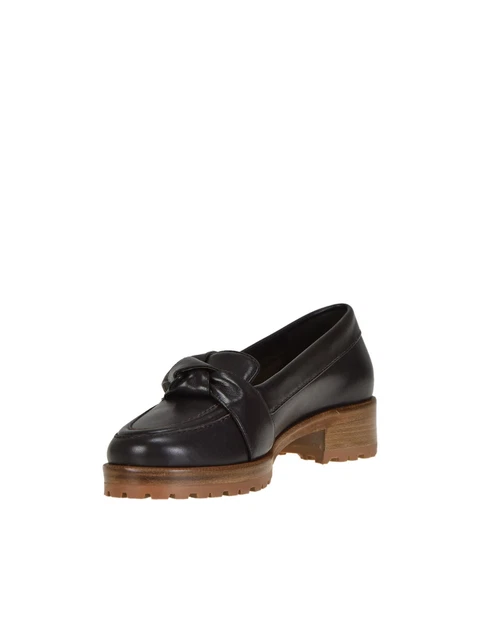 ALEXANDRE BIRMAN Womens Black Maxi Clarita Slip On Leather Heeled Loafers 38.5 ALEXANDRE BIRMAN Womens Black Maxi Clarita Slip On Leather Heeled Loafers 38.5