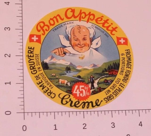 VINTAGE BON APPETIT Creme Gruyere Cheese label $7.19 - PicClick