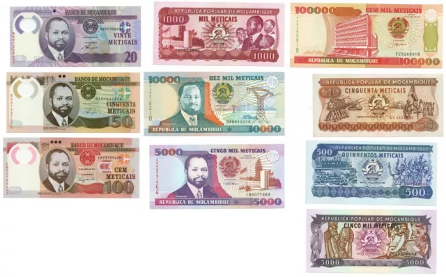 Lot 10 Banknotes Republica De Mozambique Fds-/Fds
