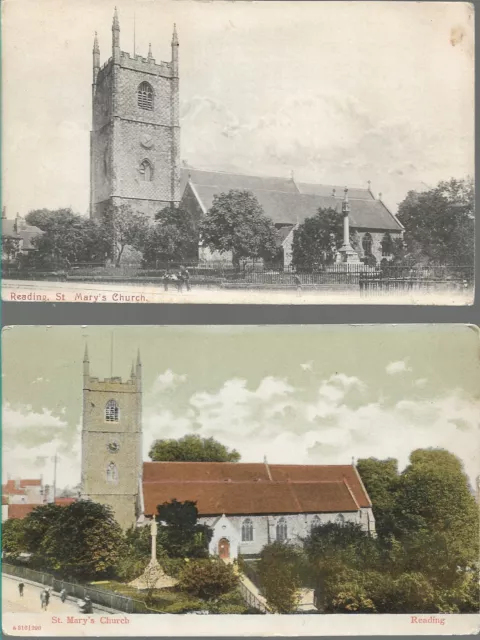 2 Very Nice Old Postcards - St. Marys Church - Reading - Berkshire 1905 & 1907