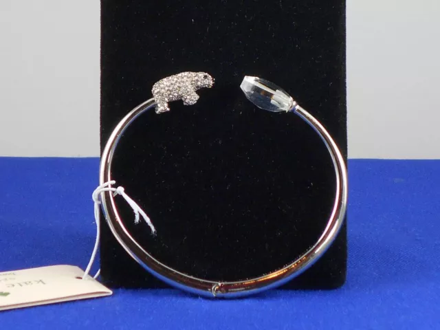 Kate Spade Silver Plated ARCTIC FRIENDS Polar Bear Hinged Cuff Bracelet $99