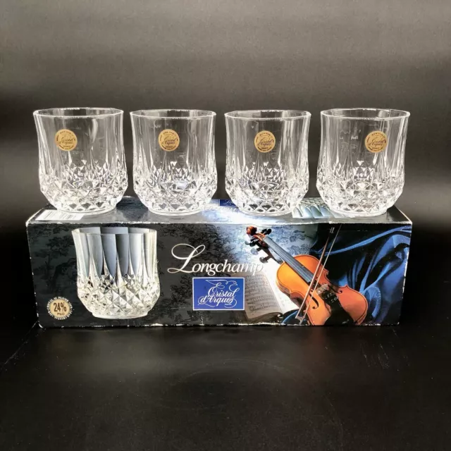 NIB Set Of 4 Longchamp Cristal D’Arques Old Fashioned Rocks Glasses 3 5/8"