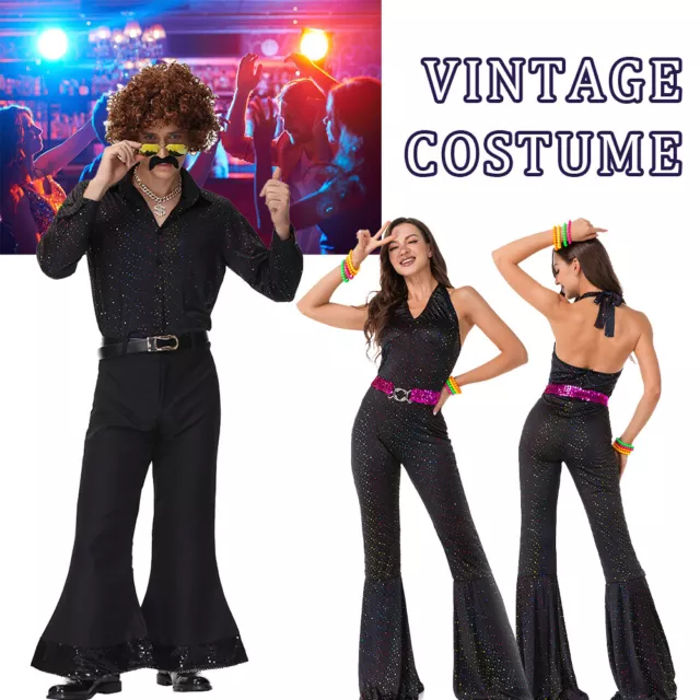 60er 70er Jahre Retro Hippie Jumpsuit Karneval Musik Festival Disco Tanz Kostüm 2