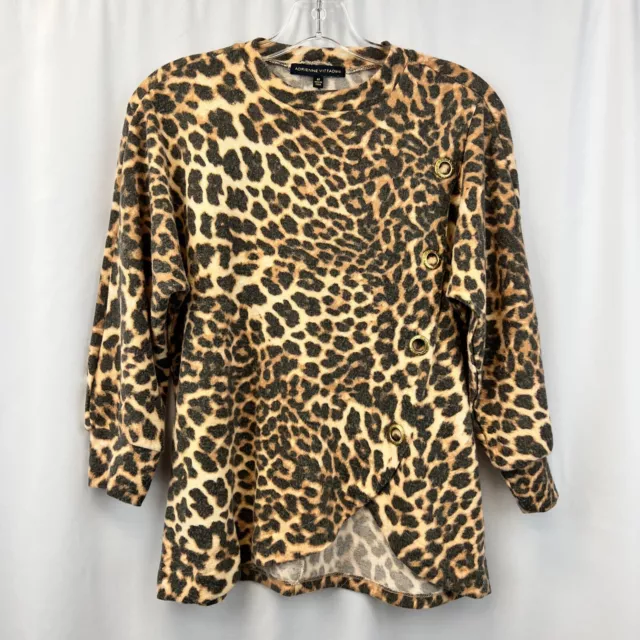 Adrienne Vittadini Womens Multicolor Leopard Print Pullover Sweater Size Medium