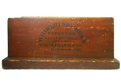 Rare Mid-19Th C 1862 Whirlwind Butter Churn Gorham Me Red Pntd/Blk Ink Stmpd Box