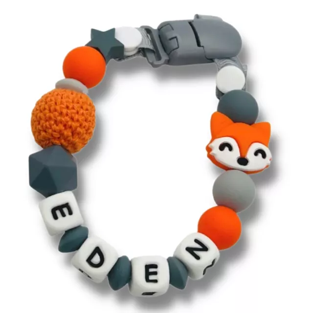 Dummy Clip Personalized Silicone Pacifier Holder Soother Chain Strap Baby FOX