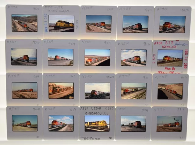 Lot of 20 Railroad Slides - ATSF Santa Fe Diesel Locomotives 35mm - Color