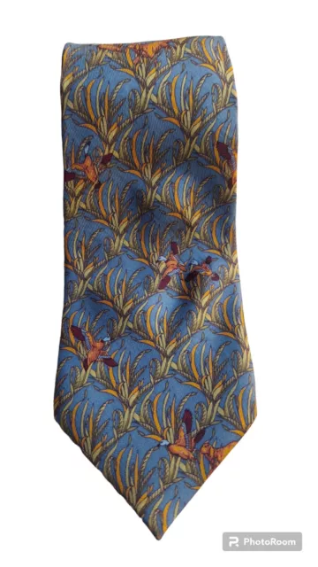 EUC Salvatore Ferragamo 100% Silk Tie blue