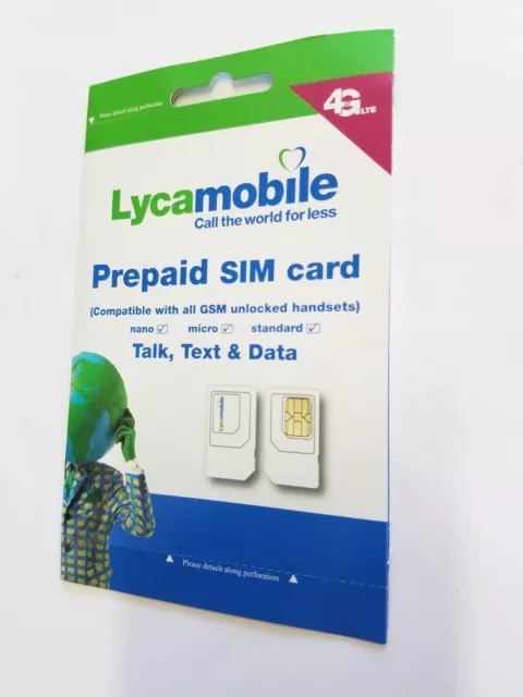 Lycamobile Prepaid Sim Card Nano Micro Standard Simcard Lyca Mobile Pre Paid