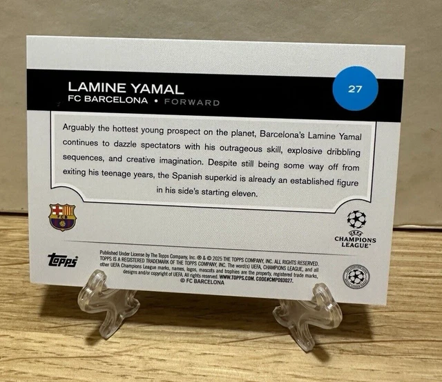 Carte Topps Lamine Yamal #27 - Purple Flowfractors - Barcelona - Saison 2023/24