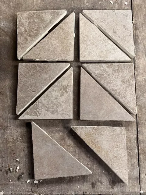 Antique Victorian Maw & Co 4.25” buff triangle Encaustic Floor Tiles Reclaimed