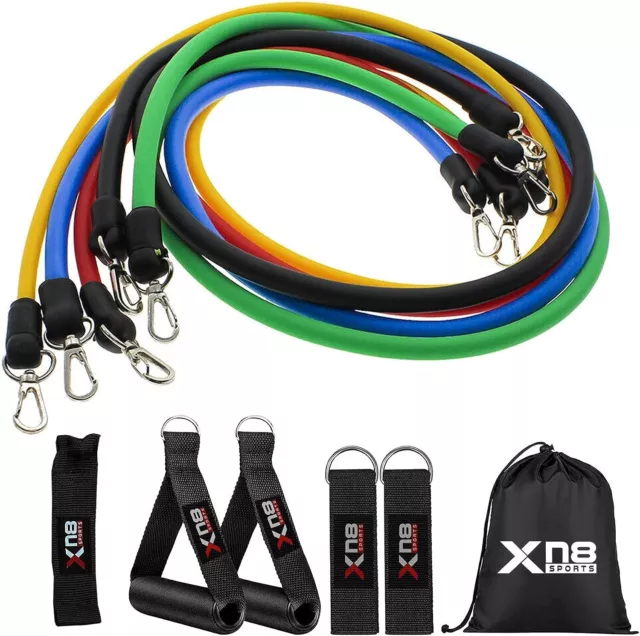 Xn8 Resistance Bands Workout Exercise Crossfit Fitness Yoga 5 Training Tubes UK