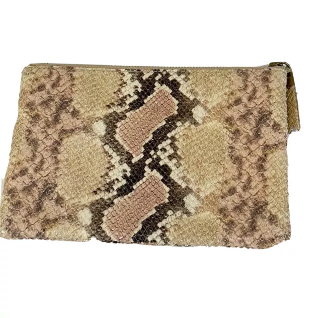 Madewell Womens The Leather Pouch Clutch Snakeskin M Zip Inner Pocket Cards