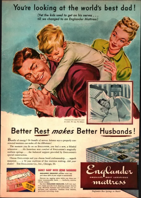 1946 Englander Mattress World's Best Dad Better Husband, Vintage Print AD d7