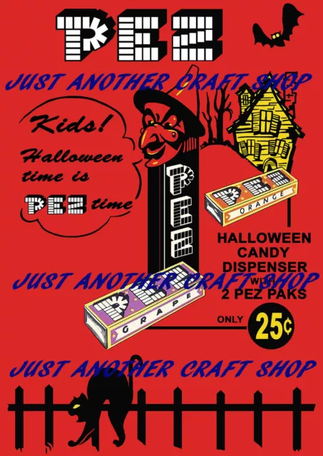 Pez Halloween 1959 Candy Distributeur A3 Grande Taille Vintage Affiche Annonce