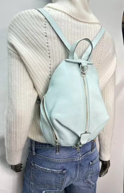 Rebecca Minkoff Julian Ice Blue Buttery Pebble Leather Medium Backpack