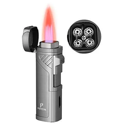 Torch Lighter Windproof Refillable Torch Jet Lighters Red Four Flame