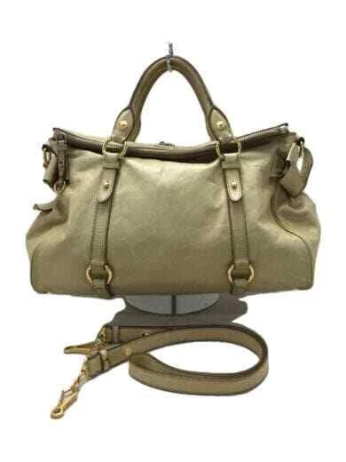 Miu Miu Shoulder Bag Leather Ylw Plain 2Way Vitello Lux