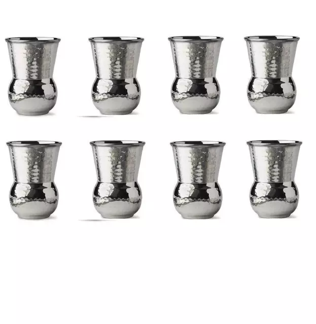 Marokkanisches gehämmertes Mughlai-Trinkglas aus Edelstahl, 375 ml, 8er-Set