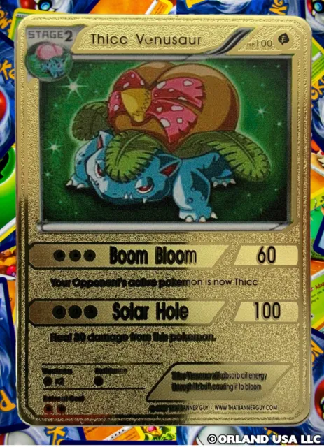 Thicc Venusaur Gold Metal Pokémon Card Collectible Gift Display