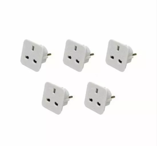 5 Travel Adaptor UK to EU Pin Convert Power European Plug Converter Euro Charger