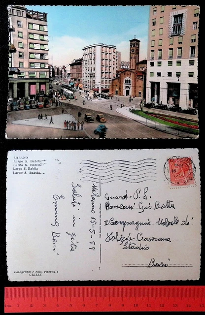 Cartolina Milano San Babila 1955 Studio Cesare Capello Milano Viaggiata Per Bari