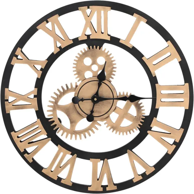 Industrial Style Moving Gear Cogs Steampunk Silent Wall Clock