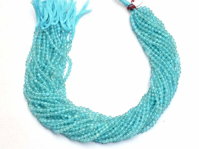 AAA Naturel Facettes Bleu Apatite Pierre Précieuse Rondelle Perles 13 " Brin
