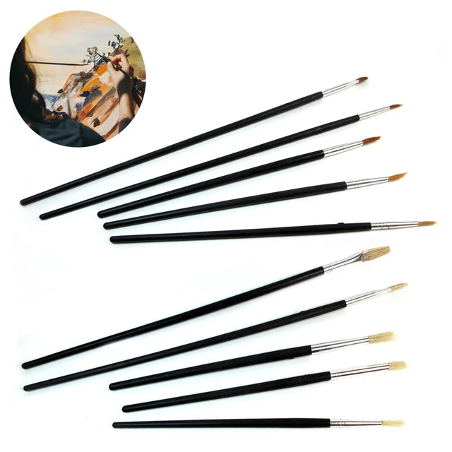 10 PC Artista Dettagli Pennello Acrilico Olio Acquerello Dipinto Kit Artigianato