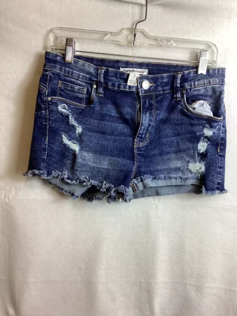 shorts de mes mezclilla corto de mujer marca charlote russe color azul talla 7