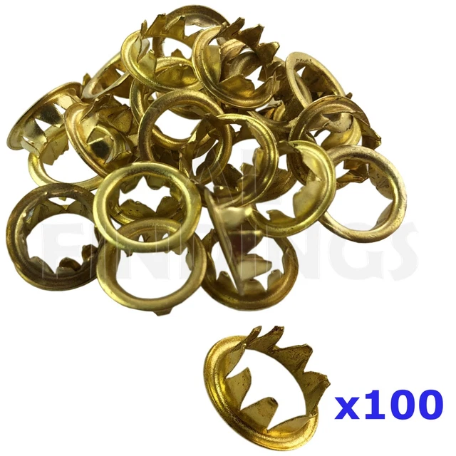 100 Brass Finish Clock Grommets / Collets For Antique Clock Dials (10-12mm Hole)