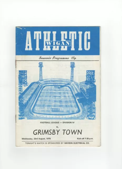 Wigan Athletic V Grimsby Town programme Division Four, August 1978