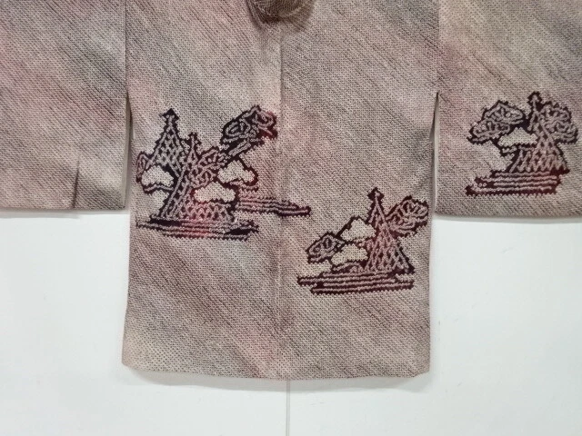 6624934: Japanese Kimono / Antique Haori / All Shibori / Pine & Abstract Pattern