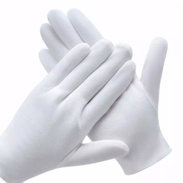 12 PAIRS WHITE Cotton Gloves for Serving Inspection Costume - Cloth ...