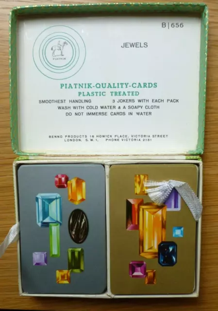 Vintage Piatnik Jewels Gemstones Playing Cards 2 Packs Original Box Austria