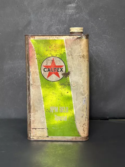 Rare Old Vintage Caltex Rpm Delo Special Motor Oil Advertising Sign Tin Can