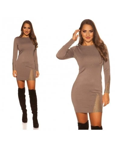 Abito da donna vestito manica lunga tubino aderente mini dress corto spacco sexy